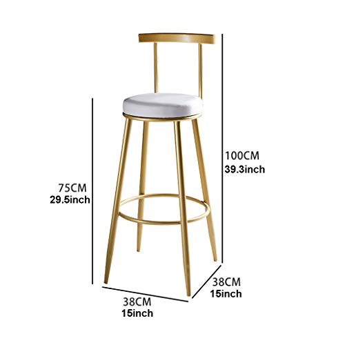 Tabouret de bar de cuisine dossier arc confortable similicuir blanc - 3