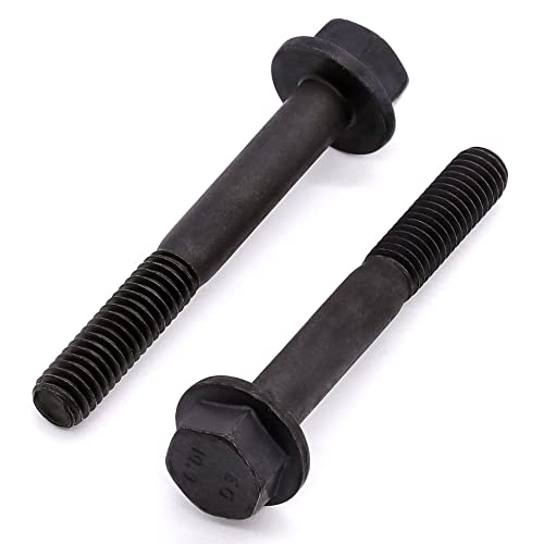 Image of Glvaner M8-1.25 x 50mm (12 pcs) Alloy Steel Flanged Washer Head Hex Bolts, Extra-Large Washer Head, 10.9 Grade Black Oxide Finish GB5789 Partial Thread