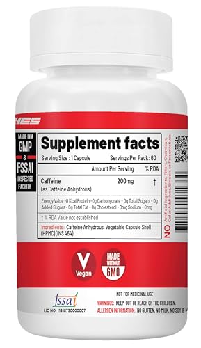 Image of NutriJa Caffeine 200mg 60 Capsules | Pure & Potent | Boosts Performance & Metabolism