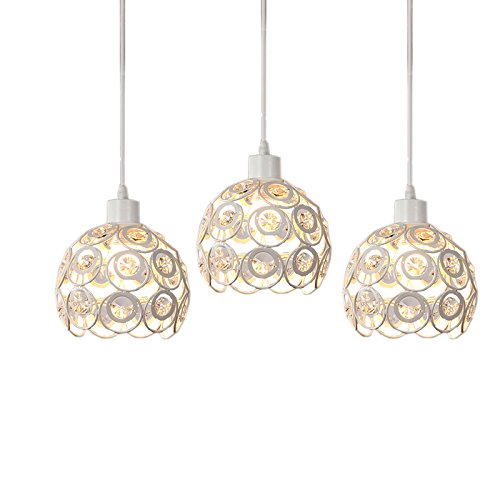Kiven Plug-In Crystal Pendant Lamp Hollow White Shade Mini Classic Chandelier With 15Ft Ul Transparent On/Off Dimmer Switch Cord Bulb Not Included Tb0216 #TOP5