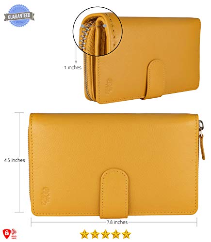 Image of Big Fat RFID Blocking Leather Organizer Checkbook Wallets For Women - Clutch