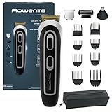 Rowenta multiaccesorios Trim & Style Easy 13 en 1 TN9140 Cuchillas autoafilables titanio para cabello y barba, resistentes al agua