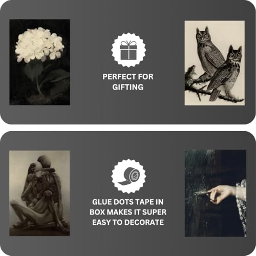 Image of Dark Academia Room Decor (Set of 12) - Gothic Home Decor, Moody Halloween Decor, Dark Academia Aesthetic Pictures, Creepy Posters Goth Art Prints, Edgy Witchy Gallery Wall Art for Bedroom (D 023)