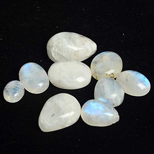Gemhub Natural Multi-Fire Moonstones 100 Ct Lot Of 9 Pcs Mix Cabochon Loose Gems Bs-103 #TOP2
