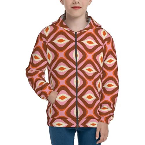 70s Retro Style Kid Hoodies Boys Zip Up Sweatshirts Girls Pullover with Pocket3