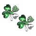 Heart Shape 4 Leaf Clover Shamrock Stud Post Earrings (Green)