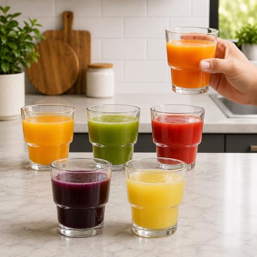 Image of Clear Glass Drinking Glasses Set for Water, Juice, Beverages, Set of 6 (Passport)