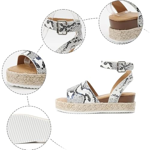 Women's Open Toe Buckle Ankle Strap Espadrilles Flatform Wedge Casual Sandal Comfortable Arch Support Wedge Sandals4