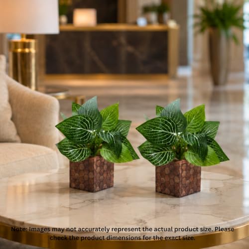 Image of DecoreBugs Artificial Real Touch Flower Plant with Pot (Pack of 2), 16 cm Height, Decorative Faux Floral Plant for Home, Office, Living Room, Bedroom, Table & Shelf Decor