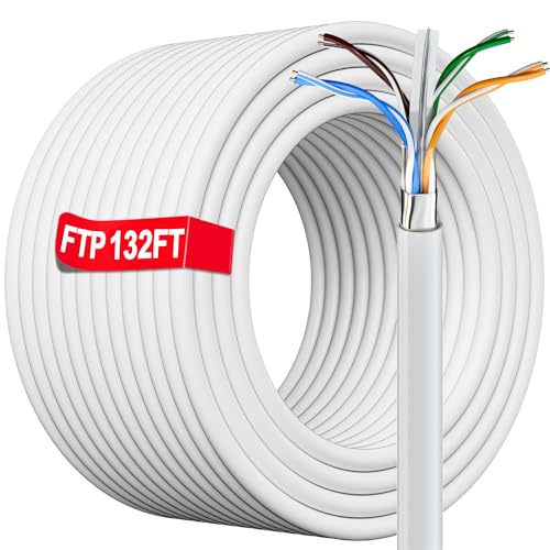 Cat 6 Ethernet Cable Shielded 132ft (6 RJ45), Cat 6 Outdoor Ethernet Cables 23 AWG, Waterproof, Direct Burial, In-Ground, POE, UV Jacket, Copper-Clad Aluminum, Internet, Cat6 Cable for Router, Gaming