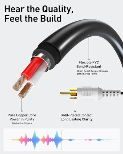 image for VCE 3.5 mm Female to 2 RCA Male Stereo Audio Cable (3FT), Gold Plated,