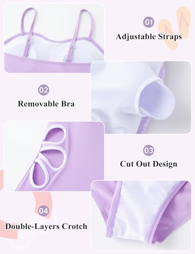 Happy Cherry Girls Swimsuit Adjustable Straps Cut Out One Piece Bathing Suit with Cover Up Skirt Swimwear4