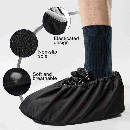 2 Paare Schuhüberzieher,Überziehschuhe,Schuhüberzieher Mehrweg,Schuh Überzieher,Überschuhe,Rutschfeste,Waschbar,Staubschutz,für Regen,Schneetag,Strand,für Erwachsene Unisex-Schwarz