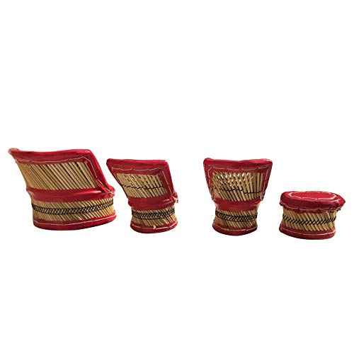 Image of FunZone Natural Handmade Bamboo Kids Mudha Chair & Sofa Set for Home Furnishing (Multicolour)