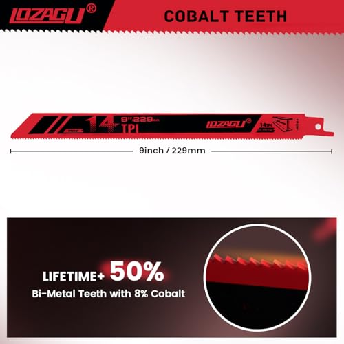 LOZAGU 9-Inch 14TPI Bi-Metal Sabre Blades
