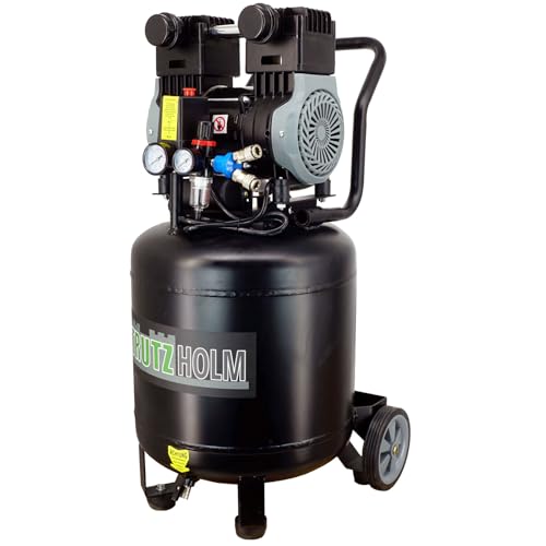TRUTZHOLM Brushless Silent Flüsterkompressor stehend innenbeschichtet 1500W / 50 Liter silent leise 62dB Druckluft, Kompressor, ölfrei, 8 bar, Ansaugleistung 256 L/Min