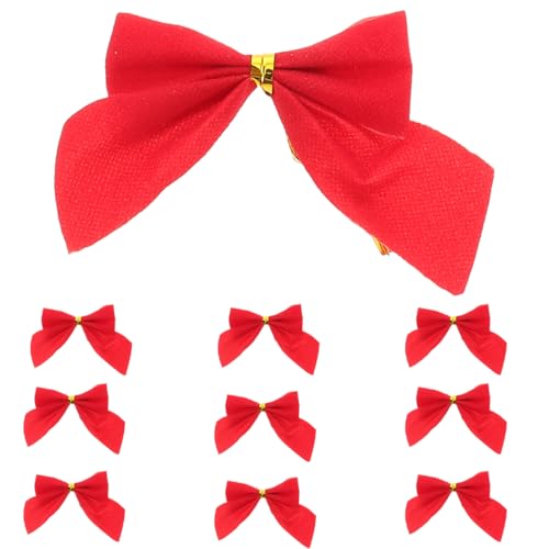DEARMAMY 12pcs Mini Nœuds Velours Noël Ruban Rouge Sapin Couronne