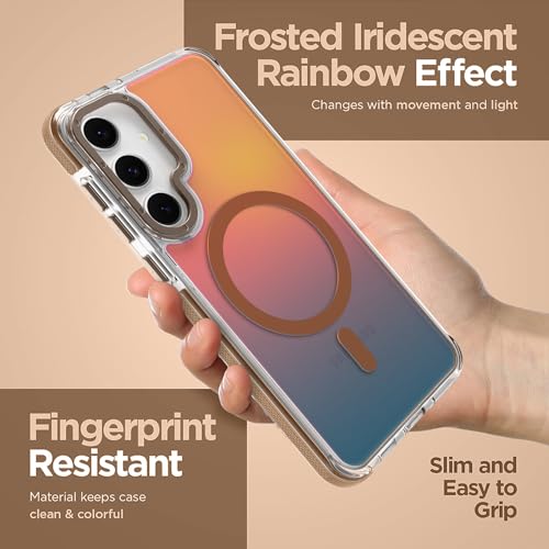 Image of Magnetic Case for Samsung Galaxy S24 Plus [Compatible with Magsafe] [Cute Fashion Fluorescent Design] [1 Screen Protector] Slim Translucent Matte Case for Galaxy S24 Plus 6.7 inch, Desert