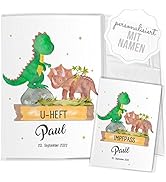 Mikalino Hülle für U-Heft und Impfpass personalisiert Niedliche Dinosaurier Untersuchungsheft SET...