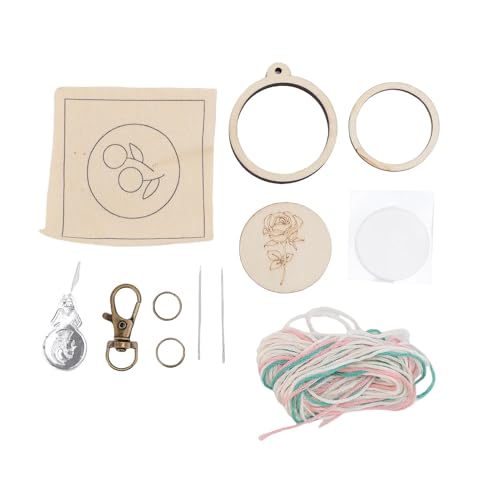 Riuulity Kleiner Stickrahmen-Anhänger aus Holz, Praktisches Nähset für die Eltern-Kind-Interaktion