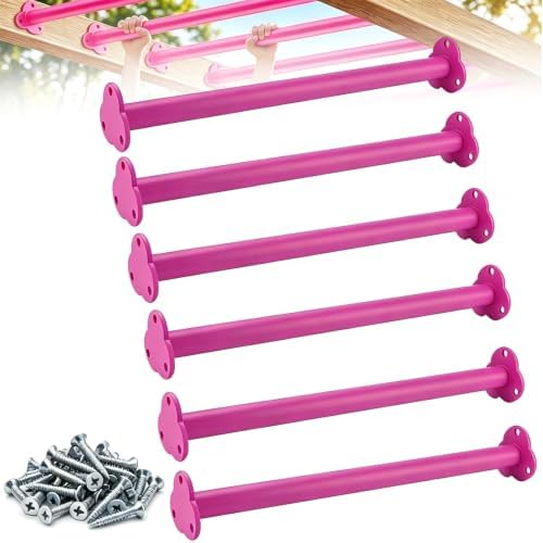 BiJun 16.5″ Monkey Bars Kit for Backyard Outdoor Indoor Ladder Rungs Pink