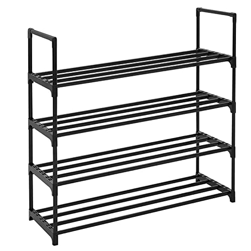YORKING 4-Tier Shoe Rack Metal Shoe Storage Organiser Stackable Shoe Shelf Space Saving Storage for 20 Pairs Shoes Shoe Shelf Vertical Shoe Rack, 90x30x70cm