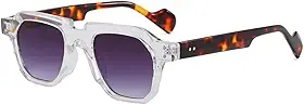Óculos de Sol Quadrados UV400 para Homens e Mulheres - Armação Vintage com Lentes Transparentes e Rebites para Uso Externo