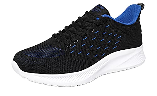 Mens Womens Trainers Sneakers Mesh Wlaking Schoenen Ademend Running Gym Sportschoenen, Zwart Blauw, 42 EU