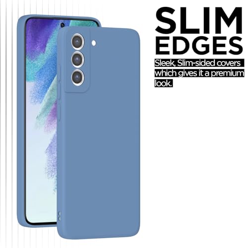Image of Outlouders Back Cover for Samsung Galaxy S21 FE 5G | Camera Protection | Durable Soft Matte Silicone Bumper Case (Aqua Blue)