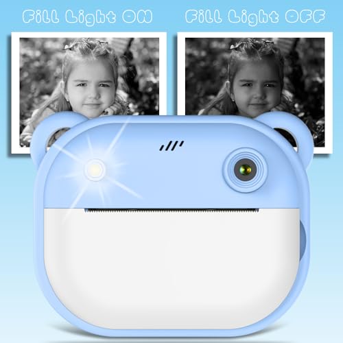 Image of Omeron 1 Year Warranty Kids Instant Print Camera 12MP HD Photo & Video, Built-in Thermal Printer, Rechargeable Battery, Fun Filters & Paper Rolls, Educational Gift Toy - Purple