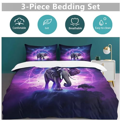Housse de couette éléphant 3D douce et facile à laver pour grand lit