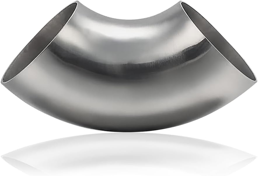 Cotonake 4.5 Inch Exhaust Elbow Pipe 90 Degree Bend Elbow for Car Modified Exhaust System 4.5" Piping Silver Tone，Stair Handrail (1pcs)