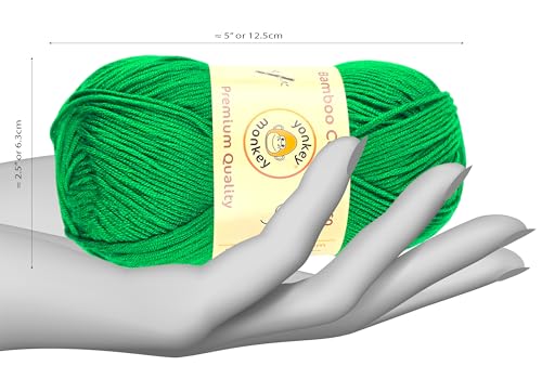 Image of 10-Pack of Yonkey Monkey Fingering Weight Yarn - 70% Rayon derived from Bamboo, 30% Cotton - Imported - Christmas Green 9064