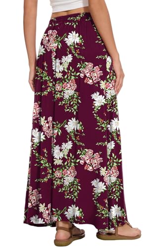 Image of Womens Maxi A-line Long Skirt Casual 2026 Elastic High Waist Flowy Skirts with Pockets