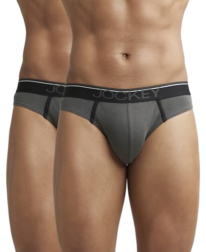 Image of Jockey 8044 Men's Super Combed Cotton Rib Solid Brief with Ultrasoft Waistband (Pack of 2)