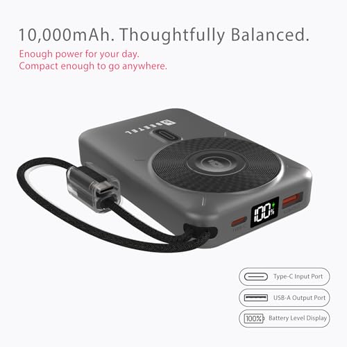 Image of Beetel MagVibe Series WS10 4 in 1 MagSafe 10000mAh Magnetic Wireless Power Bank for Apple iPhone, iWatch & AirPods, Qi Charging for Samsung, OnePlus and Other Android Devices|3M Ring in Box|MT Grey