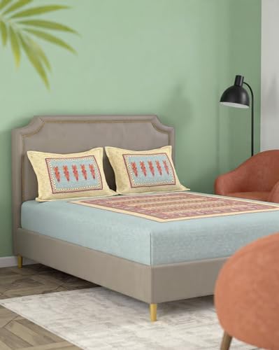 Image of Portico New York Super King Size Flat Bedsheet with 2 Pillow Covers Facets (Multicolor 3)