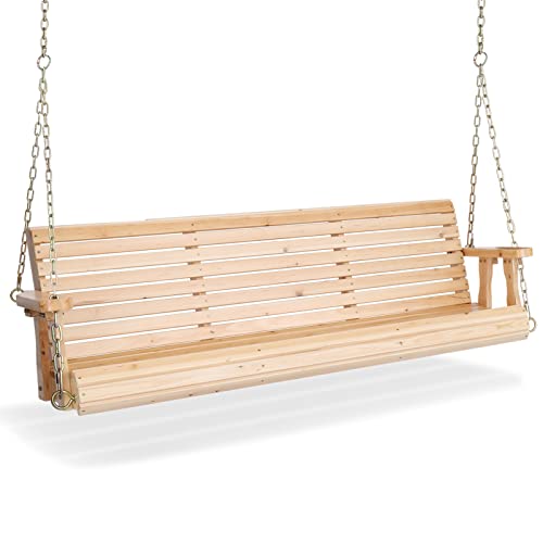 Image of VINGLI 2026 Upgraded 5 FT Wooden Porch Swing, 880 LBS Heavy Duty, Natural