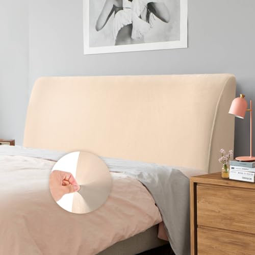 Caijin Housse de tête de lit extensible, résistante à la poussière, pour tête de lit capitonnée en lin - Camel, 150 à 170 cm (grand lit)