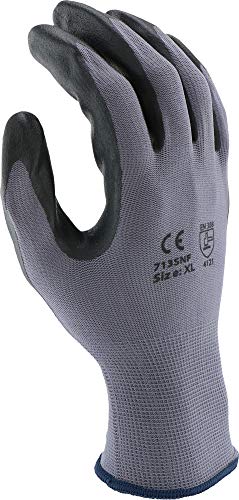 West Chester PosiGrip 713SNF Palm Dip Glove - [Pack of 12] Small Industrial Gloves, Black Foam Nitrile Coating on Polyester Shell, Knit Wrist