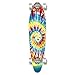 Yocaher Graphic Series Complete Kicktail Skateboards Longboard w/Black Widow Premium 80A Grip Tape Aluminum Truck ABEC9 Bearing 70mm Skateboard Wheels (Complete - Kicktail - 01 - Tiedye Original)