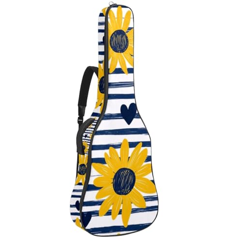 Housse guitare acoustique 109 cm en tissu Oxford imperméable à motif tournesol