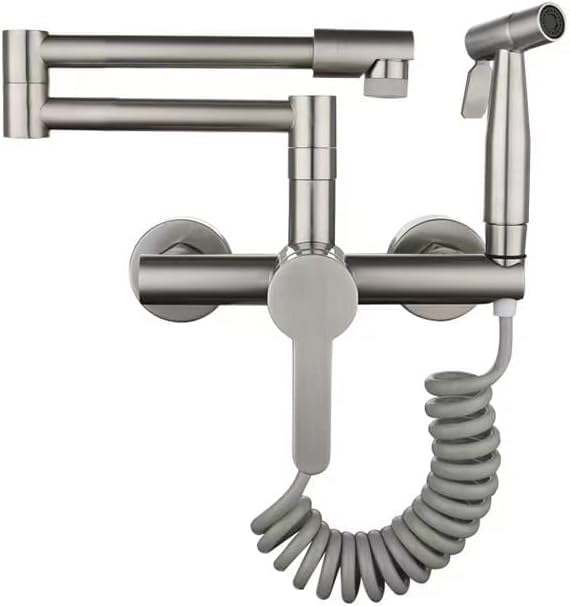 Robinet mural de cuisine mitigeur monocommande rotatif 360 avec douchette