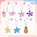 BEISHIDA 15Pcs Yellow Cartoon Hanging Swirl Decorations Pre-Strung Jellyfish Flowers Party Banner Backdrop for Ocean Theme Baby Shower Birthday Party Supplies - Image 2