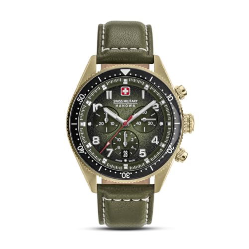 Swiss Military Hanowa SMWGC0003850 Afterburn GMT - Swiss Made Round Olive Chronograph - Watch for Men