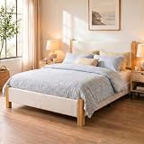 Brafab Queen Size Bed Frame with Upholstered Headboard, Platform Bed Frame with Solid Wood Posts, Noise-Free, Easy Assembly, No Box Spring Needed