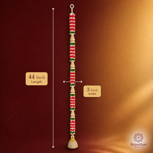 Image of Rajasthan Kraft Artificial Door Hanging, 44 Inch, Pack of 4, Multicolor Floral Latkan with Golden Tassels for Home Entrance, Festive Decoration, Ganesh Chaturthi, Navratri, Dussehra & Diwali Decor