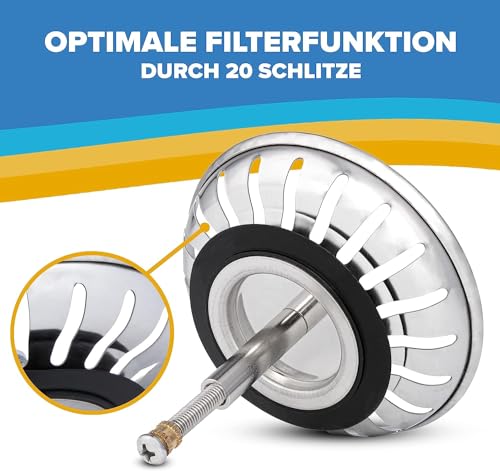 Edelstahl Abflusssieb Höhenverstellbar - 3-in-1 Sieb Für Küchenspüle 82mm