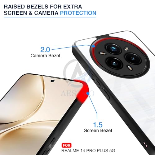 Image of AESTMO Realme 14 Pro Plus 5G Back Cover | 360 Protection | Crystal Clear Hard Back Transparent | Bumper Case for Realme 14 Pro Plus 5G (PC+TPU, Black Bumper)