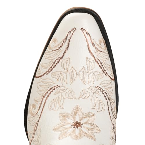 Image of IUV Cowboy Boots For Women Mid Calf Cowgirl Boots Embroidered Pull-On